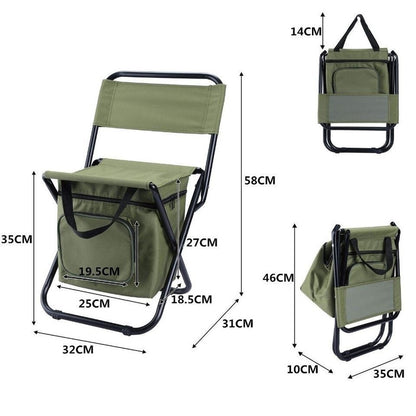 3-in-1 Folding Camping Chair with Built-In 10L Cooler Bag – Olive Green