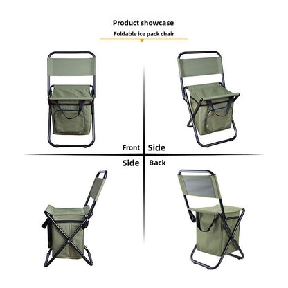 3-in-1 Folding Camping Chair with Built-In 10L Cooler Bag – Olive Green
