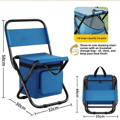 3-in-1 Folding Camping Chair with Built-In 10L Cooler Bag – Blue