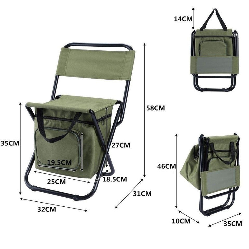 3-in-1 Folding Camping Chair with Built-In 10L Cooler Bag – Blue