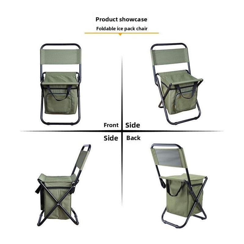 3-in-1 Folding Camping Chair with Built-In 10L Cooler Bag – Blue