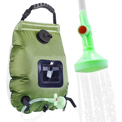 Portable Solar Camping Shower Bag 20L – Green, Removable Hose & Shower Head