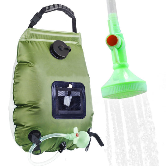 Portable Solar Camping Shower Bag 20L – Green, Removable Hose & Shower Head