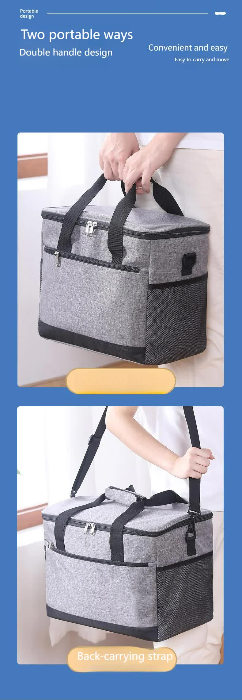 18L Insulated Cooler Bag – Leakproof Thermal Tote with Shoulder Strap, Grey