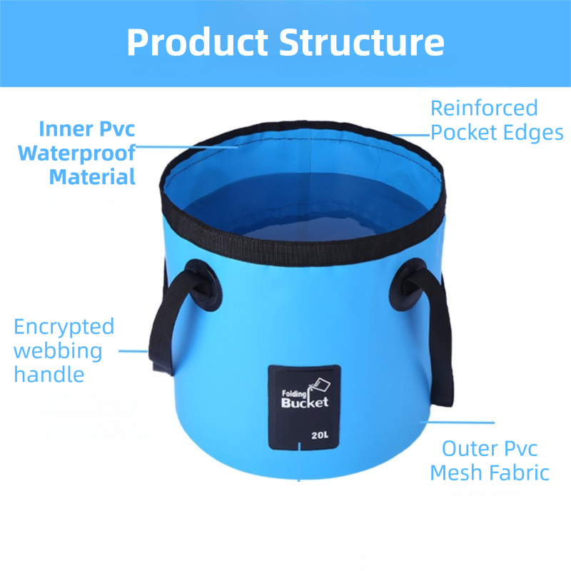20L Foldable PVC Water Bucket – Camping, Fishing & Car Washing, Blue
