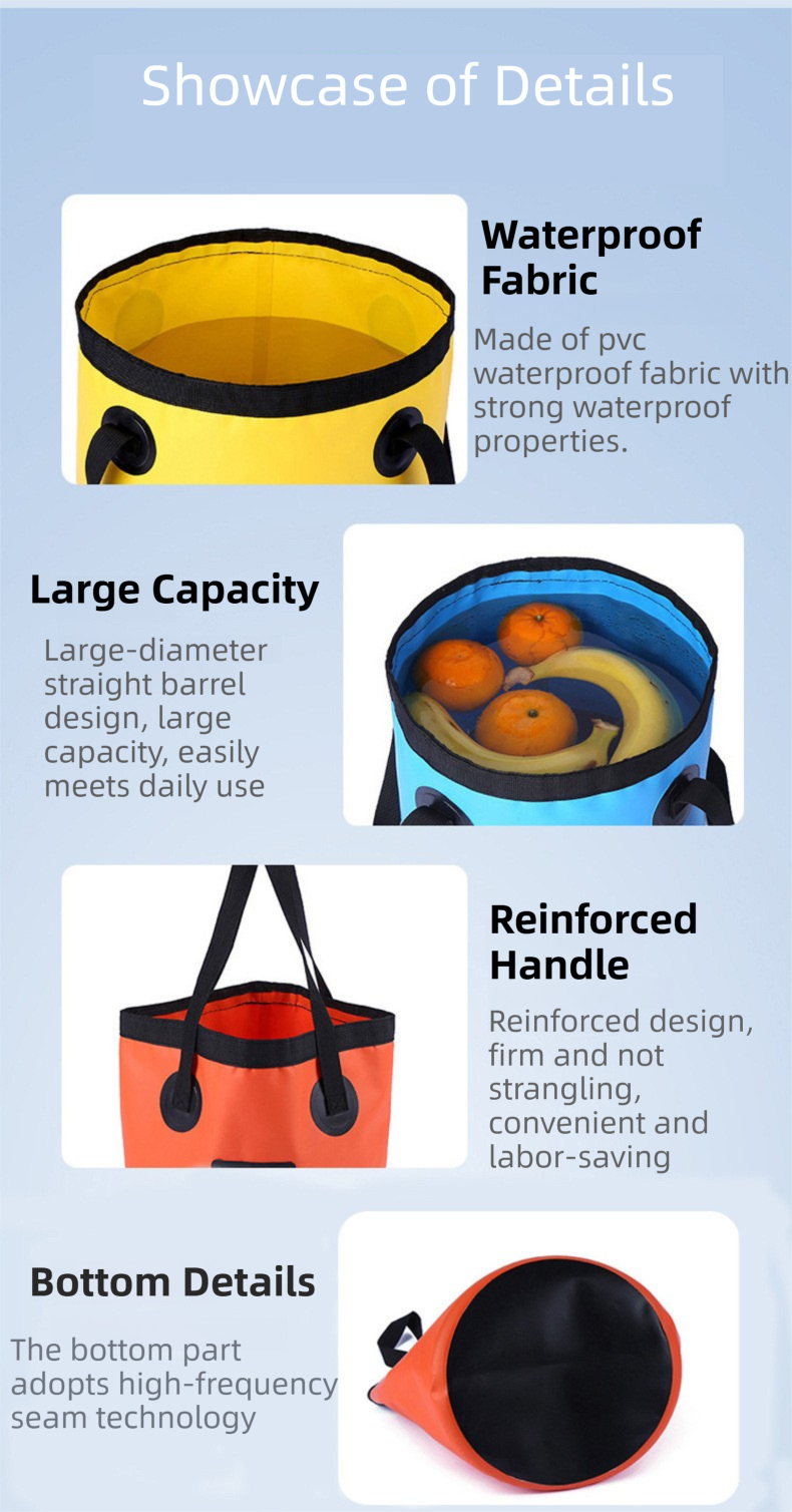 20L Foldable PVC Water Bucket – Camping, Fishing & Car Washing, Blue