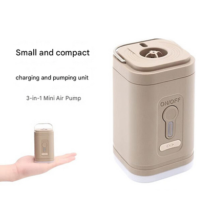Mini 3-in-1 Air Pump & Camping Lantern – 1200mAh 5 Nozzles Rechargeable