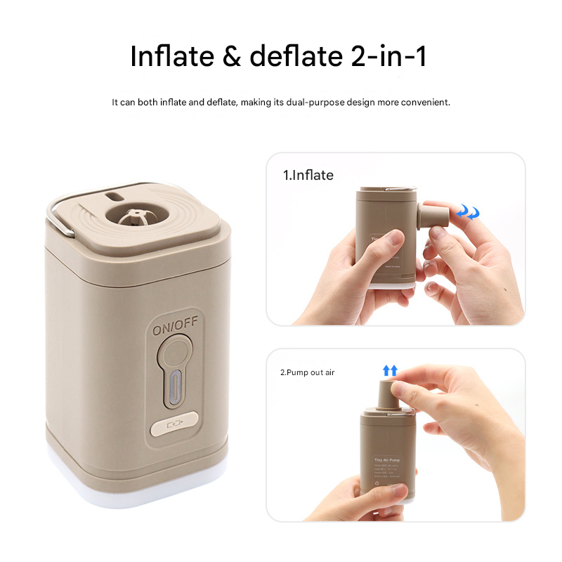 Mini 3-in-1 Air Pump & Camping Lantern – 1200mAh 5 Nozzles Rechargeable
