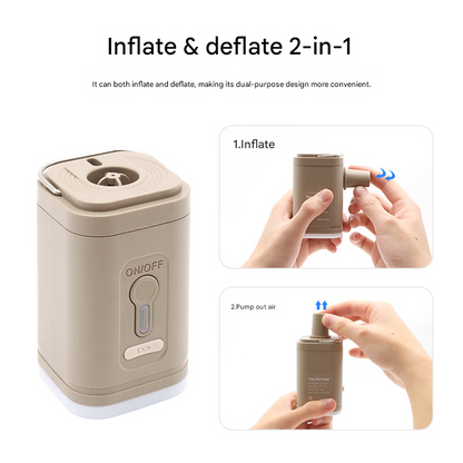 Mini 3-in-1 Air Pump & Camping Lantern – 1200mAh 5 Nozzles Rechargeable