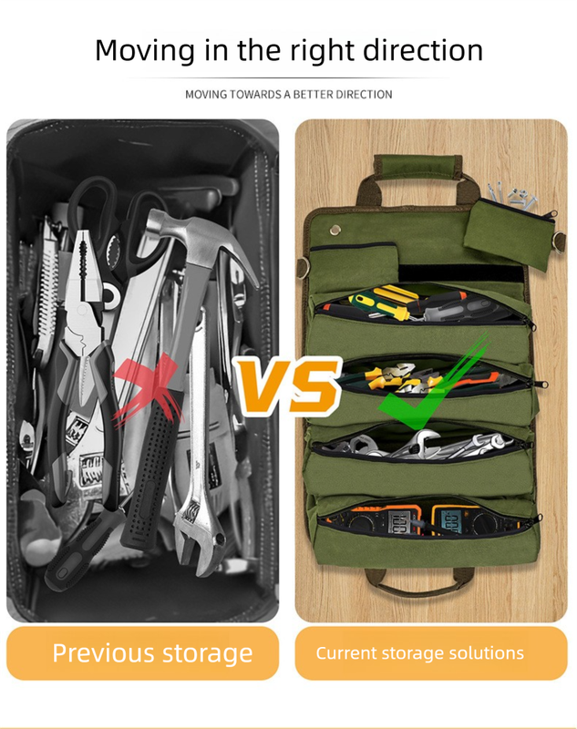 Canvas Tool Roll-Up Bag – Multi-Pocket Organiser