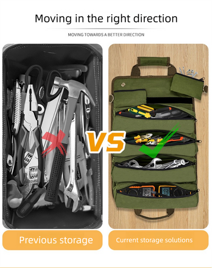 Canvas Tool Roll-Up Bag – Multi-Pocket Organiser