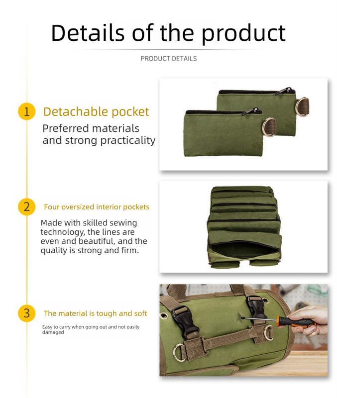 Canvas Tool Roll-Up Bag – Multi-Pocket Organiser
