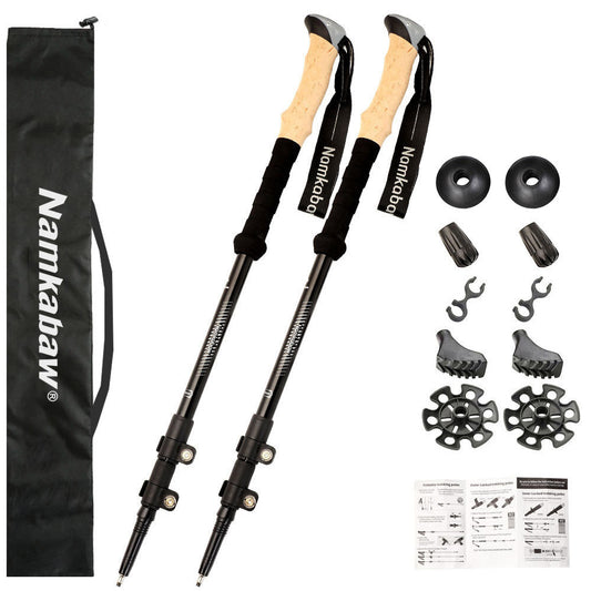 Foldable Aluminium Trekking Poles – Black (Pair)