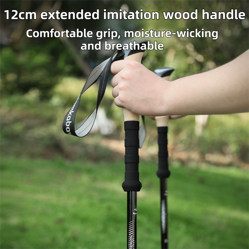 Foldable Aluminium Trekking Poles – Black (Pair)