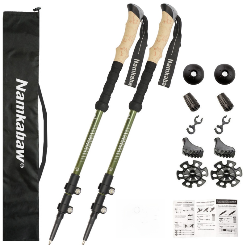 Foldable Aluminium Trekking Poles – Green Pair