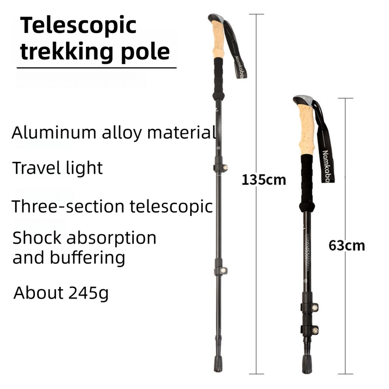 Foldable Aluminium Trekking Poles – Green Pair