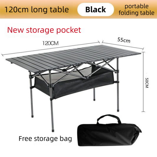 120cm Folding Egg Roll Camping Table for 6-8 People – Carbon Steel