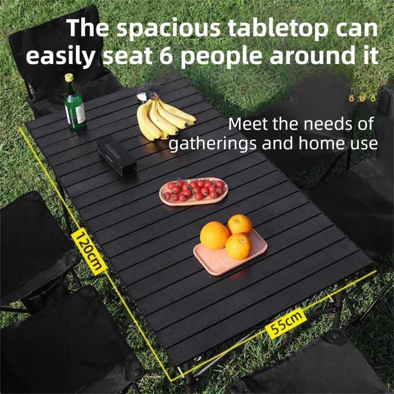 120cm Folding Egg Roll Camping Table for 6-8 People – Carbon Steel