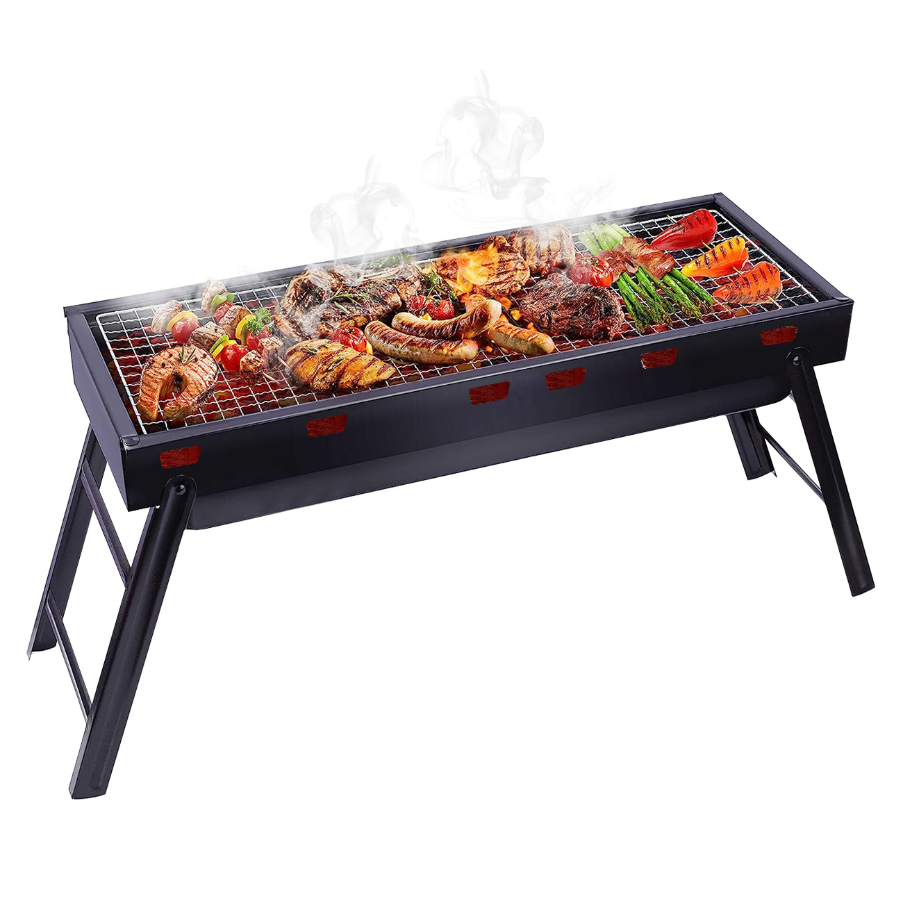 Portable Folding Charcoal BBQ Grill – Lightweight Camping 60cm
