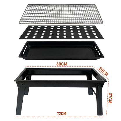 Portable Folding Charcoal BBQ Grill – Lightweight Camping 60cm
