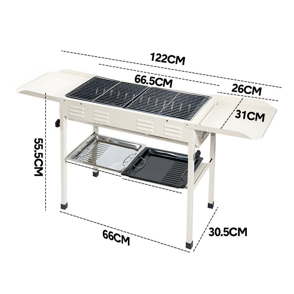 Large Stainless Steel Charcoal BBQ Grill – Foldable, Kebab & Grill