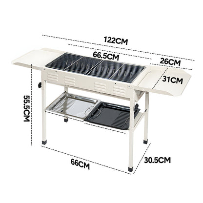 Large Stainless Steel Charcoal BBQ Grill – Foldable, Kebab & Grill