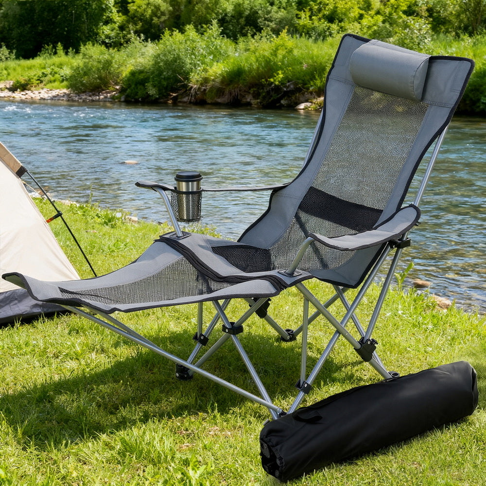 Weisshorn Adjustable Reclining Camping Chair – 4-Position, Removable Footrest