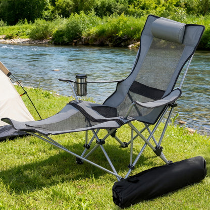 Weisshorn Adjustable Reclining Camping Chair – 4-Position, Removable Footrest