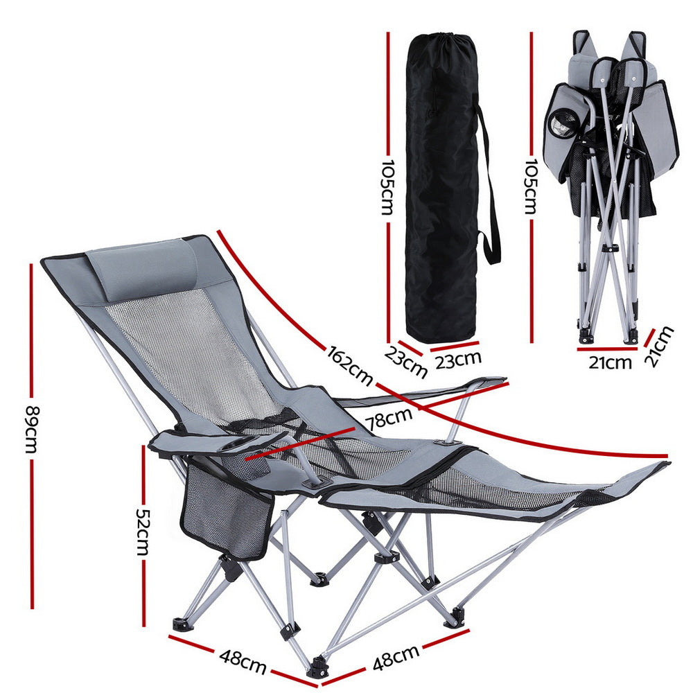 Weisshorn Adjustable Reclining Camping Chair – 4-Position, Removable Footrest