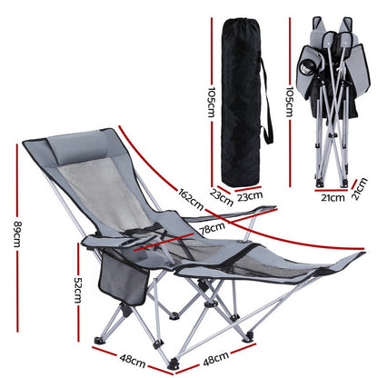 Weisshorn Adjustable Reclining Camping Chair – 4-Position, Removable Footrest