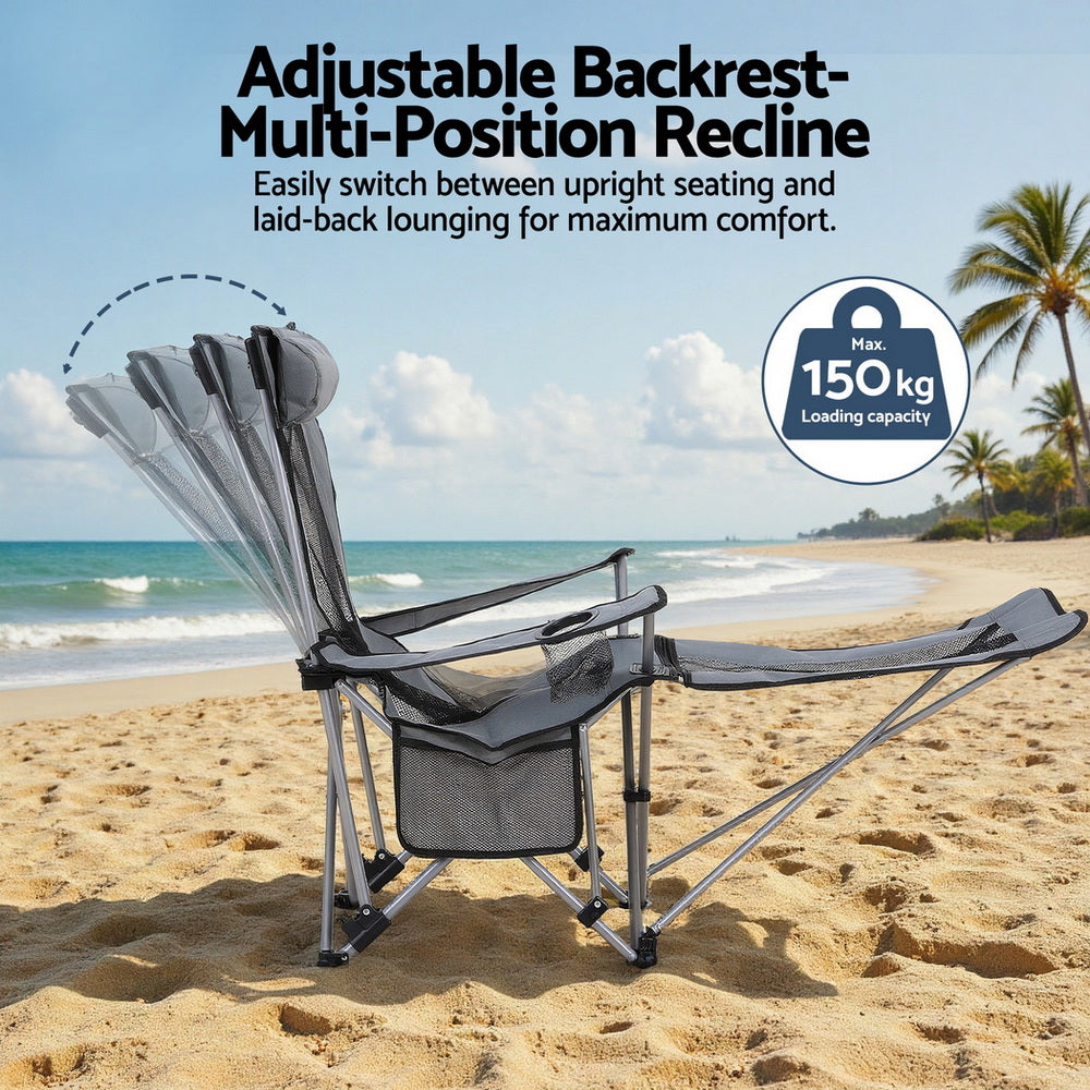 Weisshorn Adjustable Reclining Camping Chair – 4-Position, Removable Footrest
