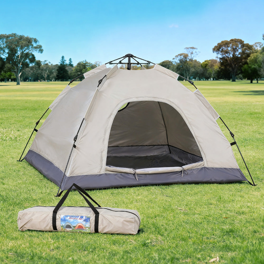 Weisshorn 2-Person Pop Up Camping Tent – Instant Setup 210D Oxford Beige