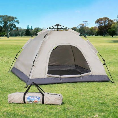 Weisshorn 2-Person Pop Up Camping Tent – Instant Setup 210D Oxford Beige