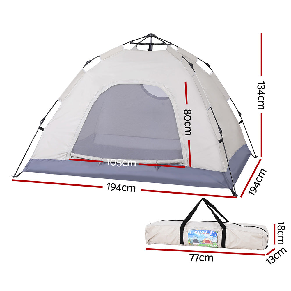 Weisshorn 2-Person Pop Up Camping Tent – Instant Setup 210D Oxford Beige