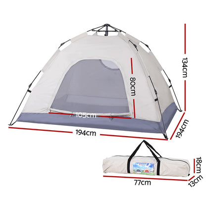Weisshorn 2-Person Pop Up Camping Tent – Instant Setup 210D Oxford Beige