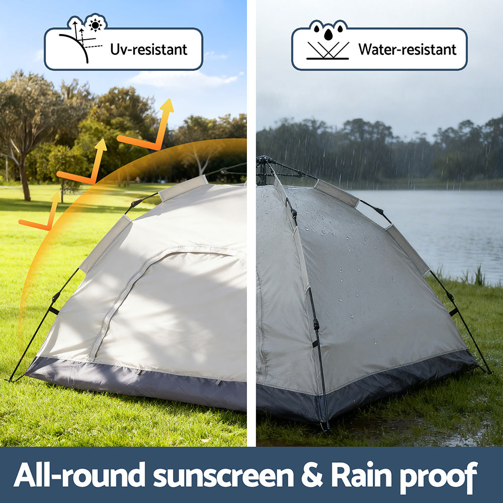 Weisshorn 2-Person Pop Up Camping Tent – Instant Setup 210D Oxford Beige