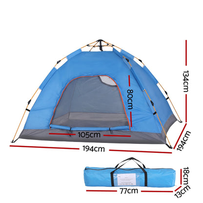 Weisshorn 2-Person Instant Pop-Up Camping Tent – Blue, 210D Oxford